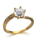 18k Gold Solitaire Wedding Ring with Eternal Crystals