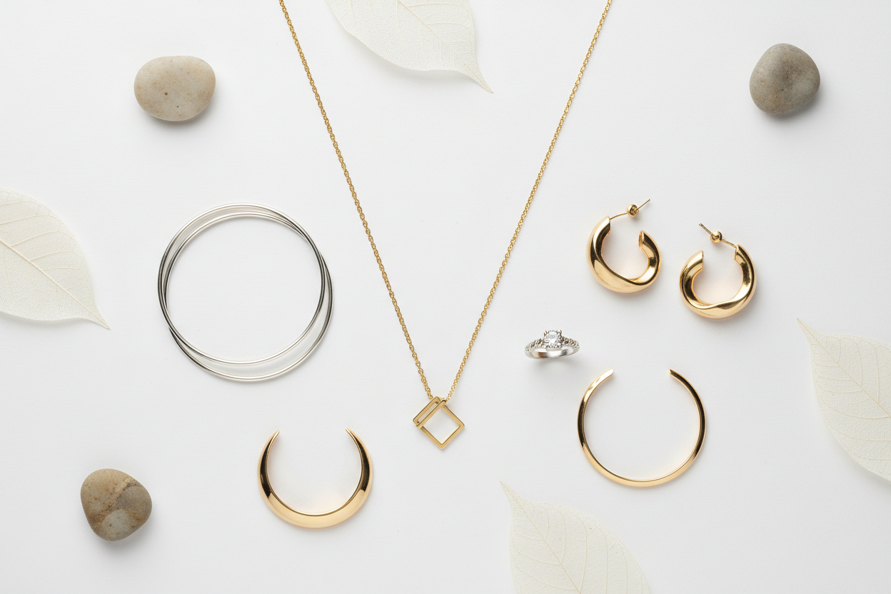 Composición de joyas modernas