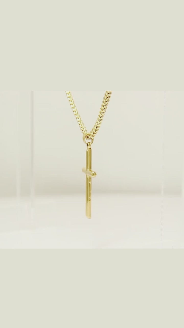 Collar con cruz de Luxuryjoyas, cadena gruesa, chapado en oro de 18 quilates, 63 cm